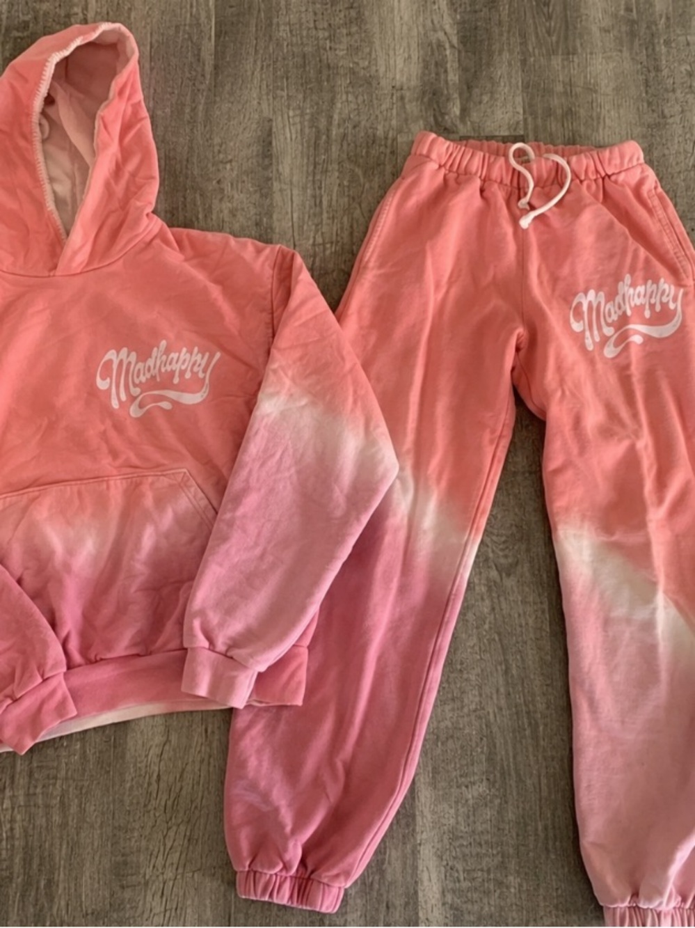 Madhappy Pink Ombre Hooded Sweatshirt &pants set XS good condition